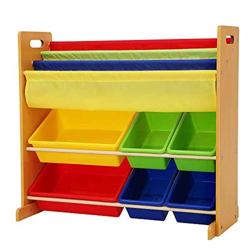 Homesmiths Wood Brown Toy Organizer with Book Rack, 16JWTR-1007