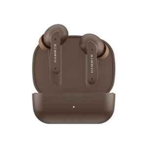 Hammer Solitude 22hr Playtime Brown Bluetooth Earbuds with ENC, Fast Charging Type-C, IPX4 Water Resistant, Touch Controls & Voice Assistant
