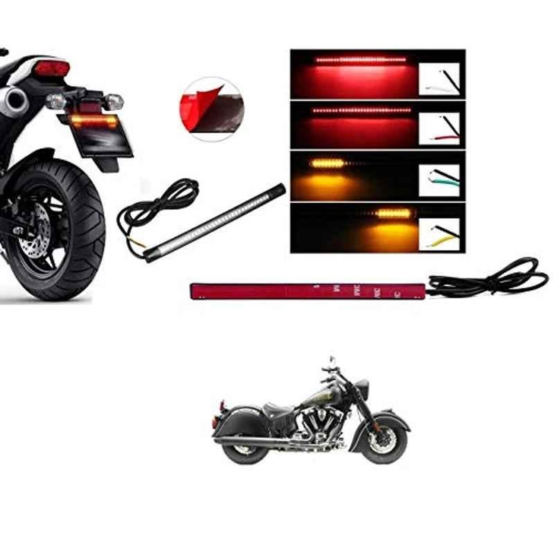Kozdiko 48 SMD Bike Red Flexible LED Strip Tail Brake Light with Yellow Turn Indicator Light for Indian X Chief Dark Horse