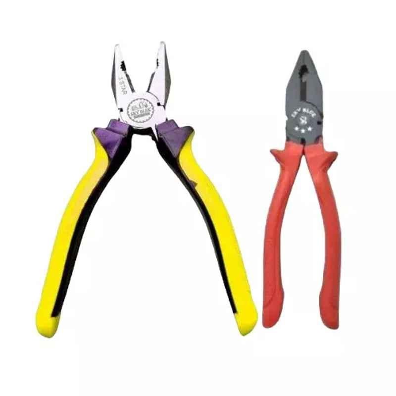 Sky Blue 2 Pcs 8 inch Multicolour 2 Cutting Wire False Piece Lineman Plier Combo, SBE330