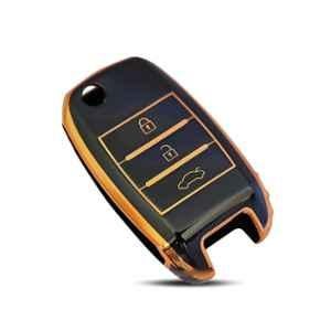 Flymaster Thermoplastic Polyurethane Black TPU Car Key Cover, BLACK-TPURKE-48