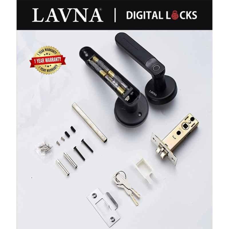 Lavna L-A15 Black Smart Door Lock with Fingerprint & Manual Key Access for Wooden Doors