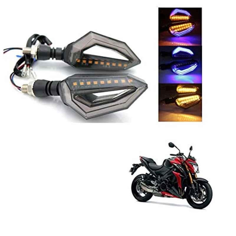 Kozdiko 4 Pcs Bike D Shaped 9 LED Front & Rear Side Turn Signal Indicator Light Set for Suzuki GSX S1000