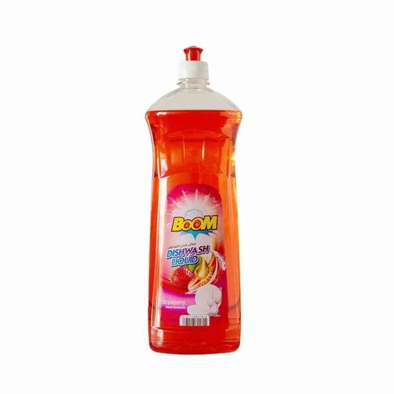Boom Dishwash Liquid, Strawberry Fragrance, 1 L, 12 Pcs/Carton
