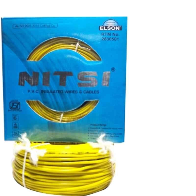NITSI 1 Sqmm Single Core Yellow FR PVC Insulated CCR Copper Wire for Domestic & Industrial Purpose, Length: 91 m