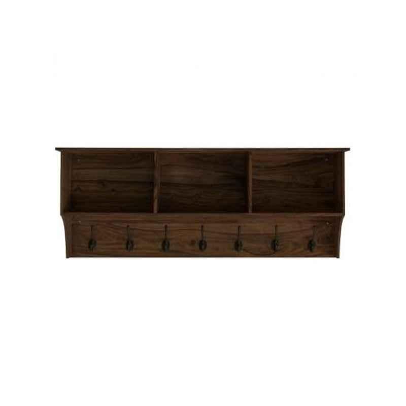 Angel Furniture 90x20x35cm Walnut Glossy Finish Sheesham Wood Hanging Storage Shelf, AF-132W