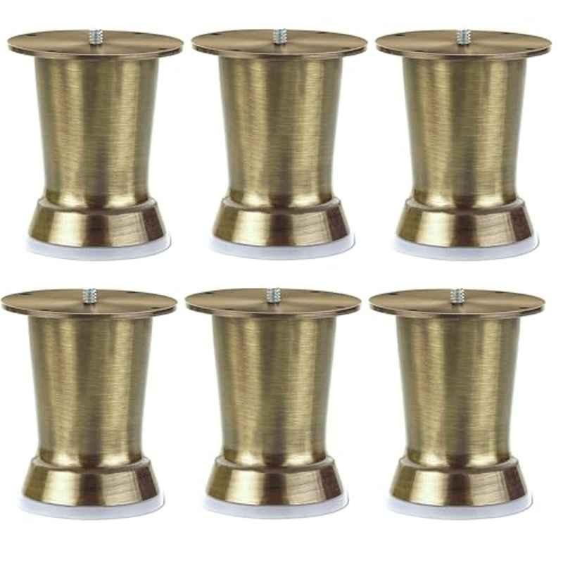 Plantex 4 inch Stainless Steel Antique Brass Stylish Sofa Legs with Rubber Grip (Pack of 6)