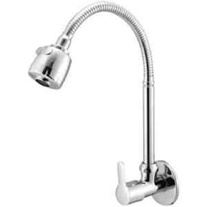 Oleanna Orange Brass Chrome Finish Silver Wall Mounted Spray Spout Flexible Sink Cock with Flange