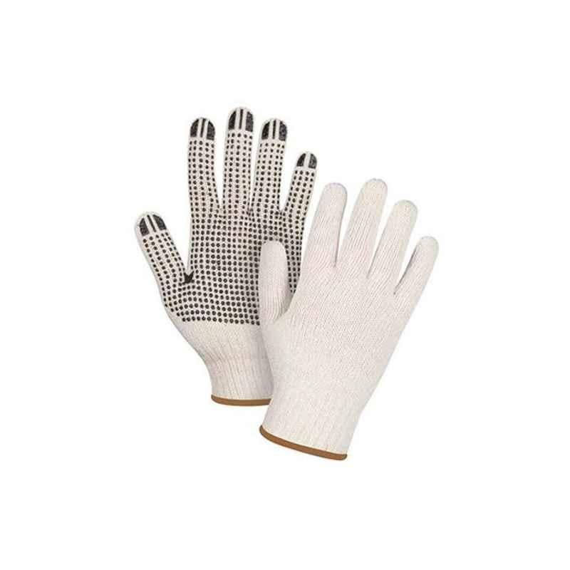 Generic Cotton White Seamless Single Side Dotted Gloves, WTO