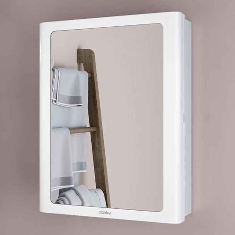 Plantex 14x18 inch ABS Plastic White Wall Mounted Bathroom Mirror Cabinet