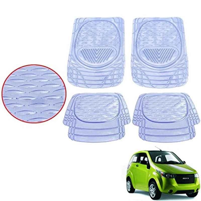 Kozdiko 4 Pcs 6204 PVC & Rubber Clear Car Foot Mat Set for Mahindra Reva