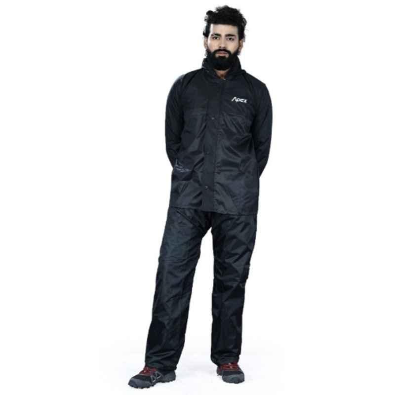Apex Polyester Black Men Raincoat, 701, Size: L