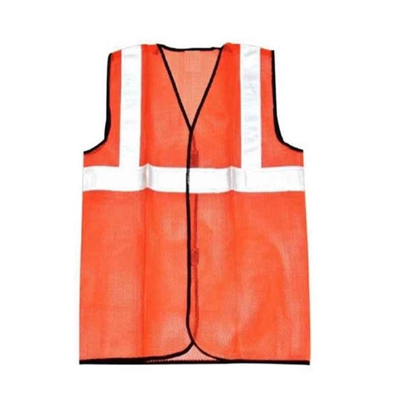 Workstar 70 GSM Polyester Fluorescent Orange Front Opening Reflective Safety Jacket with 2 inch Reflective Tape