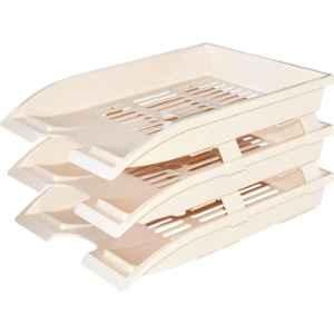 Omega 3 Compartment Plastic Elite Beige Office Tray, 1755