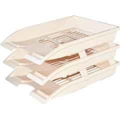 Omega 3 Compartment Plastic Elite Beige Office Tray, 1755