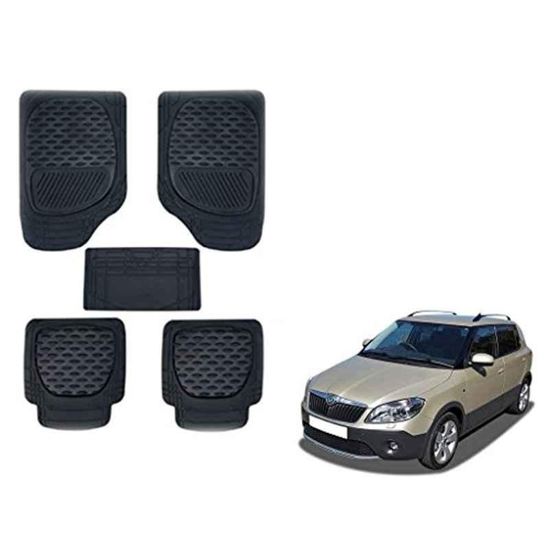 Kozdiko 6255TW 5 Pcs PVC & Rubber Black Car Mat Set for Skoda Fabia