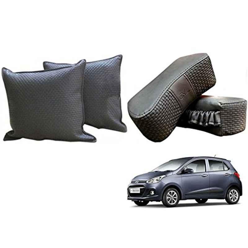 Kozdiko One Pair Grey Neck Rest & One Pair Cushion Combo for Hyundai i10 Gr&