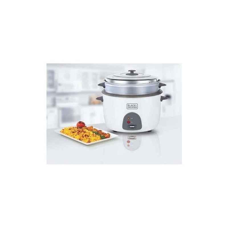 Black & Decker 1600W 240V Aluminium White Electric Non Stick Rice Cooker, RC4500-B5