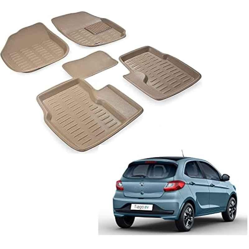 Kozdiko 3D Beige Car Foot Mat Set for Tata Tiago EV, fg6rithtoi59