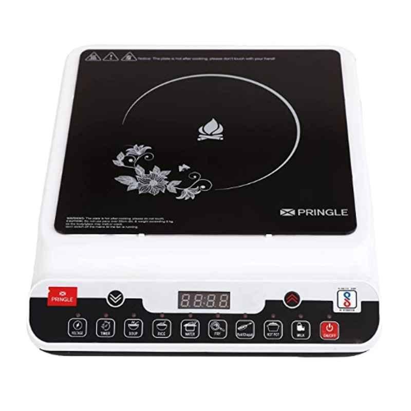 Pringle IC11 1400W Glass White Induction Cooktop with Push Button for Home & Kitchen