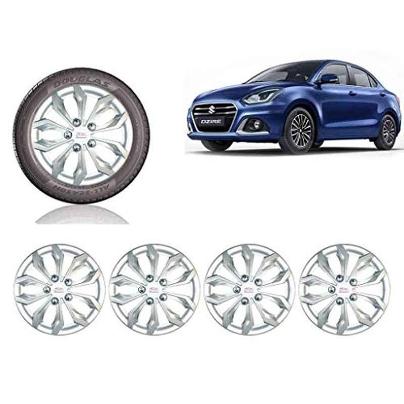 Auto Pearl 4 Pcs 14 inch ABS Silver Car Wheel Cover Set for Maruti Suzuki Swift Dzire 2020