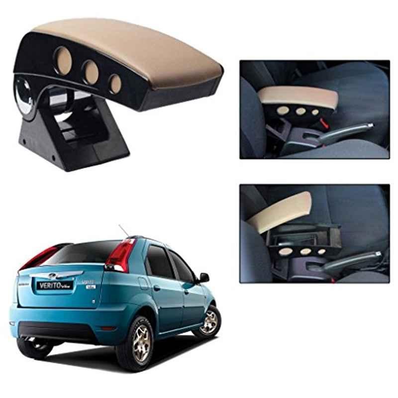 Kozdiko Beige Chrome Finish Car Armrest for Skoda Fabia