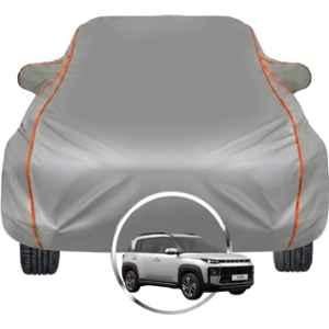 Allextreme Polyester Grey Piping Car Cover with Triple Stitched Reflective Piping for Hyundai Exter Fits All Model & Year, HYN-EXTR