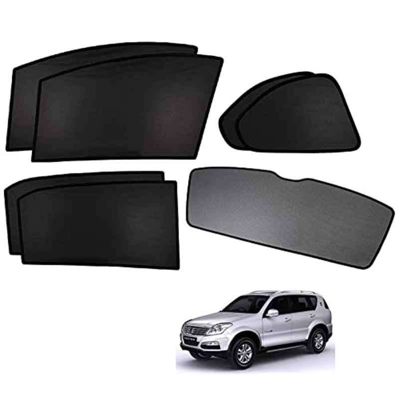 Kozdiko 5 Pcs Polyester Black Non Magnetic Window & Rear Sun Shades Set for Mahindra Rexton
