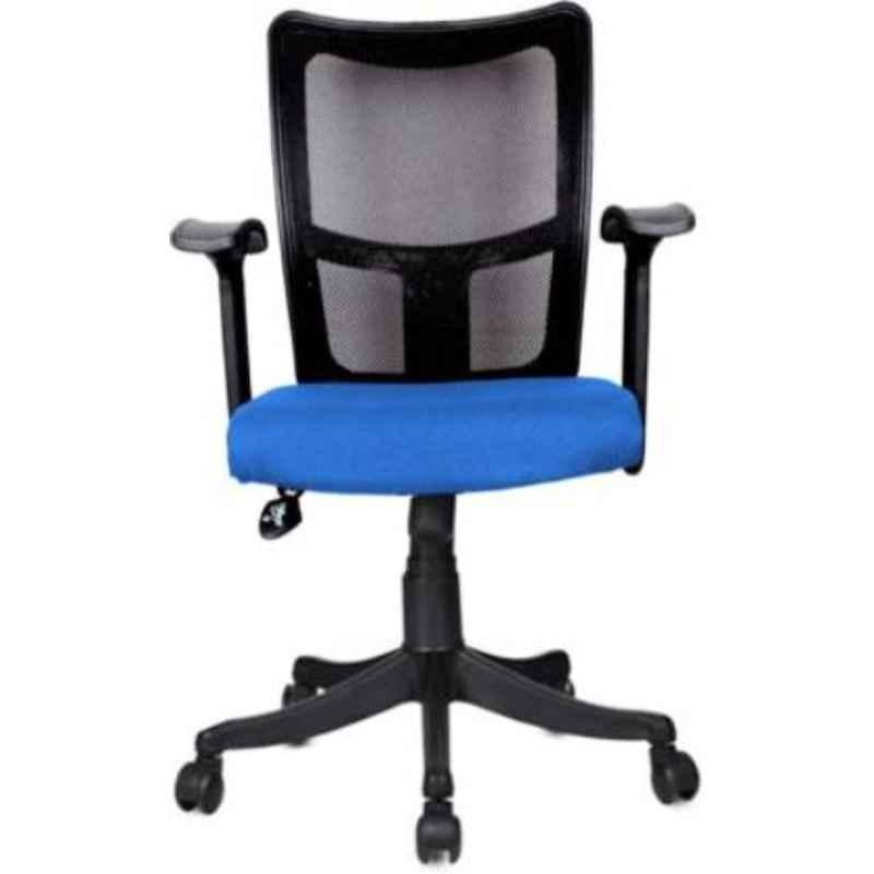 Rajpura Brio Medium Back Black & Blue NB Revolving Office Executive Chair, RSE303-Black & Blue