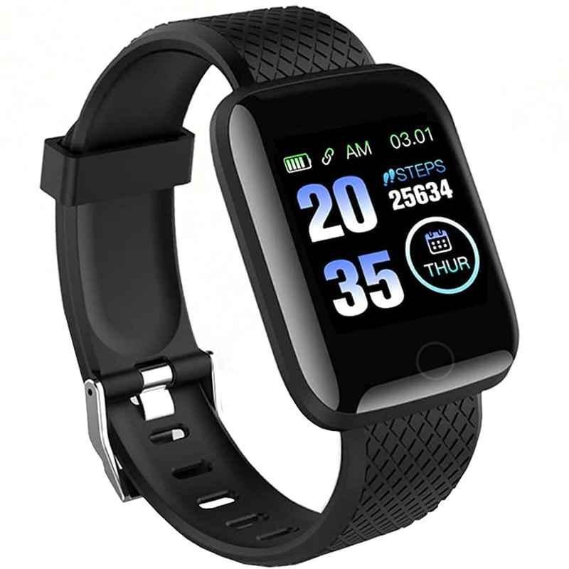 Punnk Funnk D116 Plus 1.3 inch Black Fitness Smartwatch with Sleep Monitor, Step Tracking & Heart Rate Sensor