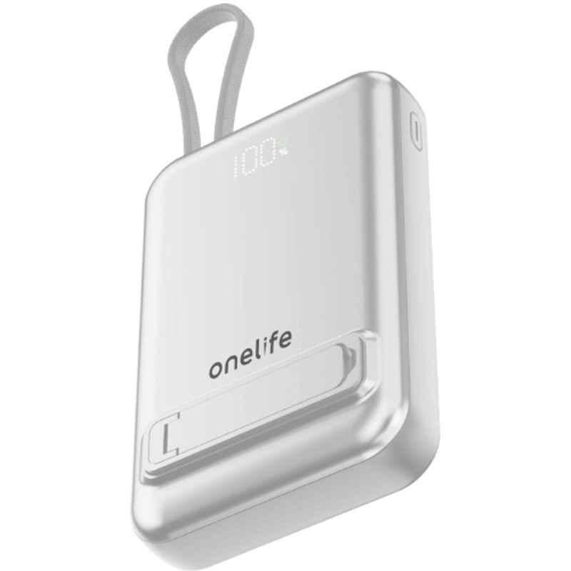 Onelife Power 19 22.5W 10000mAh Grey Wired & Wireless MagSafe Compact Pocket Power Bank with Built in Stand & 6 Months Warranty