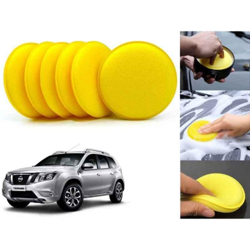 Auto Pearl Polyurethane Beige Washing & Waxing Polish Foam Sponge for Terrano (Pack of 6)