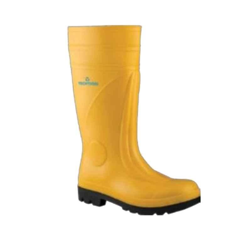 Techtion Monsoon Boot Max Drypro S5 Safety Gum Boots with PVC Upper & PVC/NBR Sole, Size: 39, Yellow