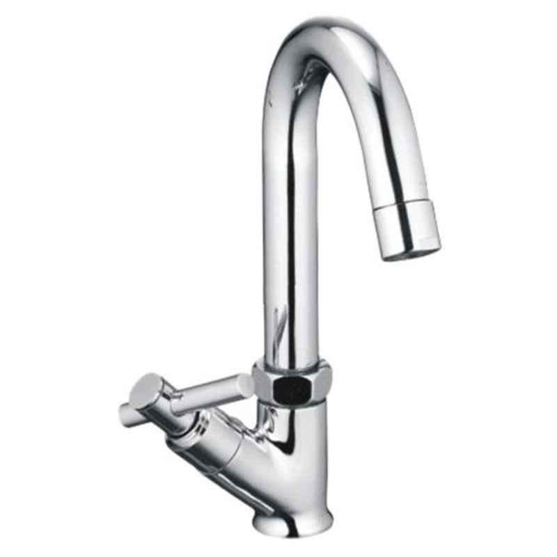 Drizzle Tarim Brass Chrome Finish Silver Swan Neck Pillar Cock, ASWANTARIM