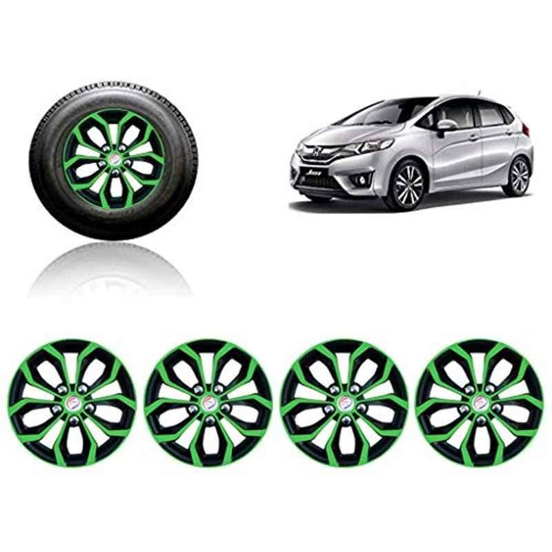 Auto Pearl 4 Pcs 14 inch ABS Green & Black Car Wheel Cover Set for Honda Jazz