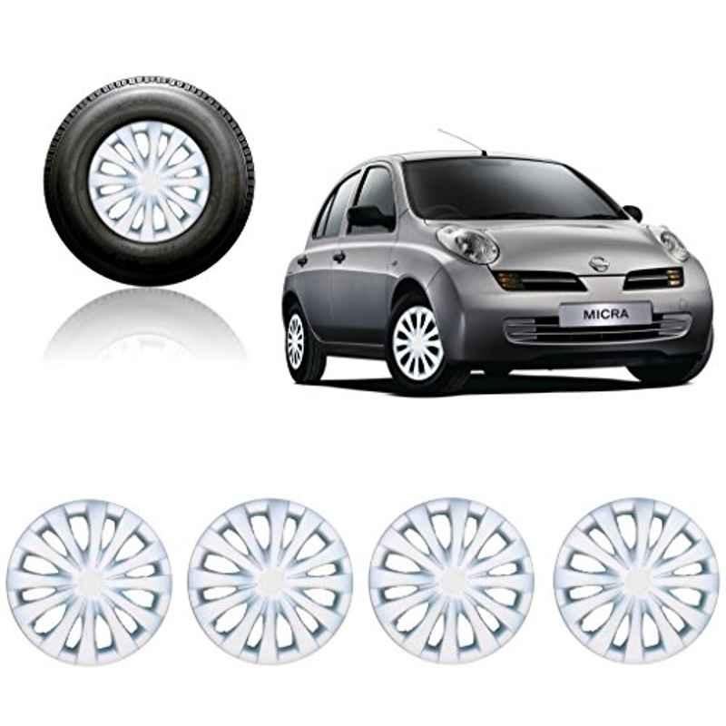 Auto Pearl 4 Pcs 14 inch Silver Car Wheel Cover Set Nissan Micra-picture-10