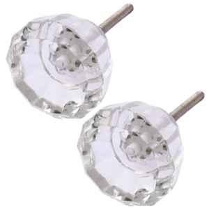 Atom 1.25 Inch Clear Crystal Glass Flower Cabinet Door knob (Pack of 2)