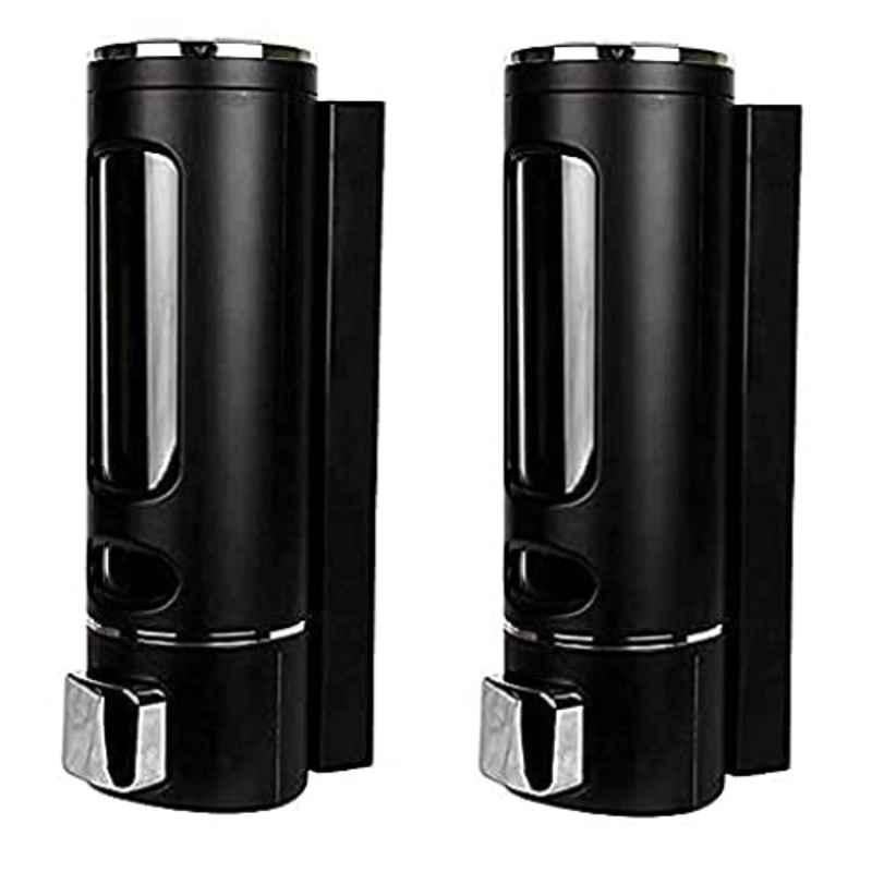 Acrome 400ml Plastic Black & Silver Liquid Soap Dispenser (Pack of 2)
