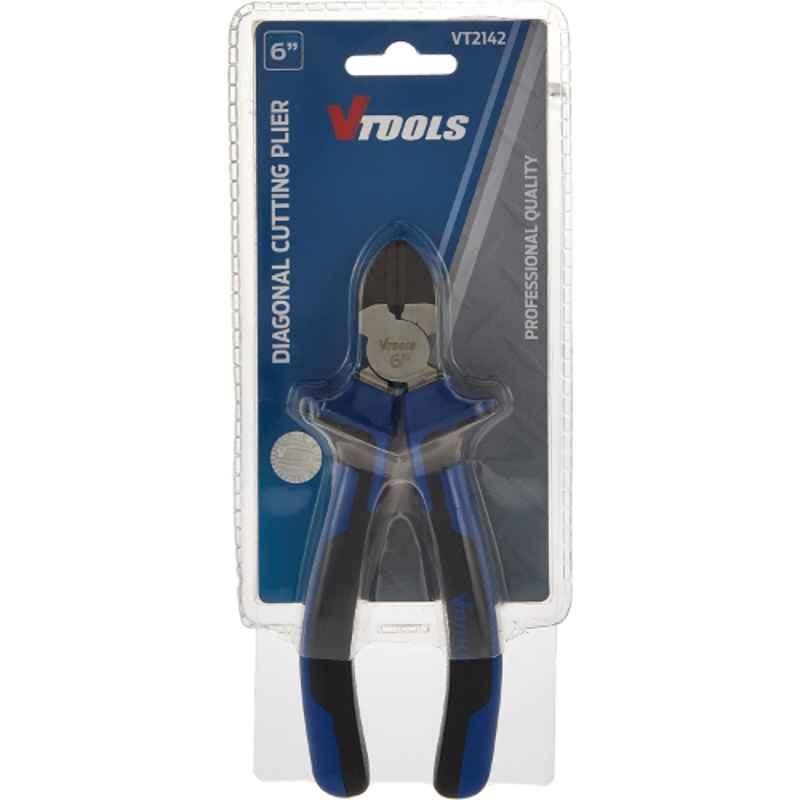 VTOOLS 6 inch Carbon Steel & Plastic Rugged Professional Diagonal Cutting Plier, VT2142