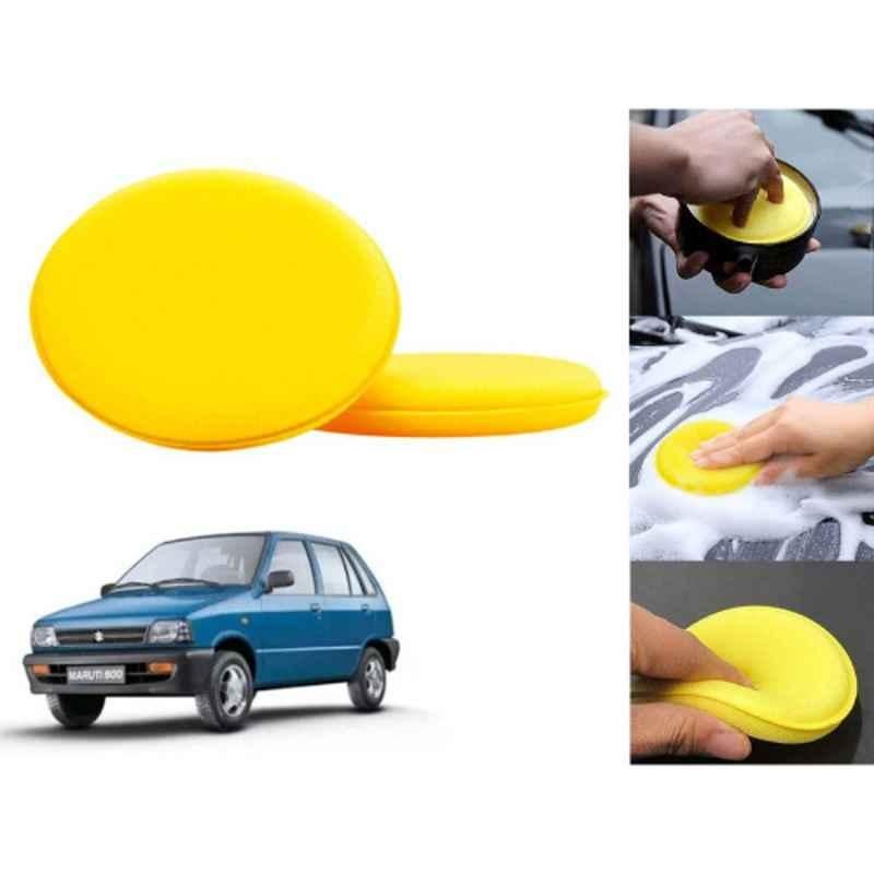 Auto Pearl Polyurethane Beige Washing & Waxing Polish Foam Sponge for 800 Car (Pack of 2)
