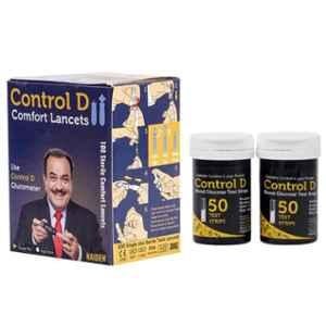 Control D 100 Pcs Blood Glucose Test Strips & 100 Pcs Comfort Lancets Combo