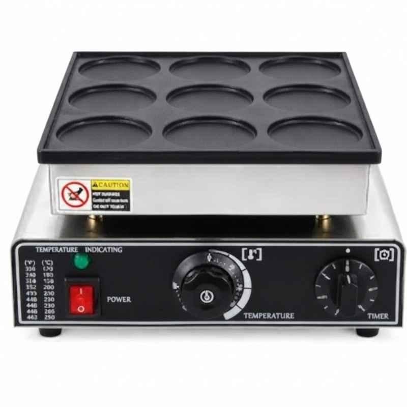 Khushi Udyog 31x35x18cm Stainless Steel Black 9 Hole Mini Pancake Maker