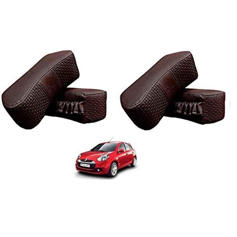 Kozdiko 4 Pcs CV Designer Cola Leatherite Neck Rest Car Cushion Pillow Set for Renault Pulse
