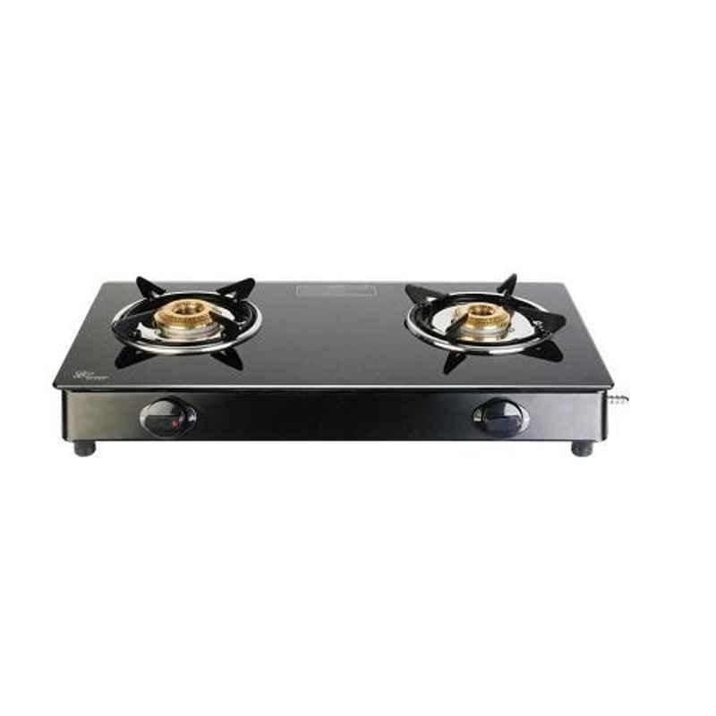 Good Flame Bk Nano Plus Digital Manual Ignition 2 Burners Black Toughened Glass Cooktop with ISI Quality Mark & 1 Year Warranty, GF050