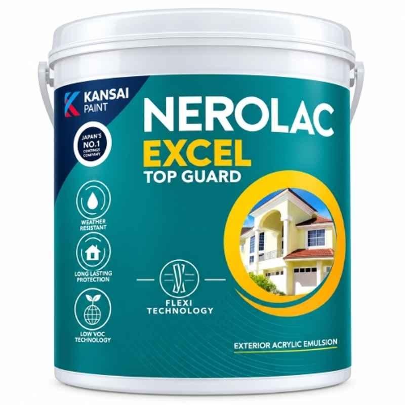 Nerolac Excel Top Guard 1 Litre White Exterior Wall Emulsion Paint with Weather, UV & Fade Resistant