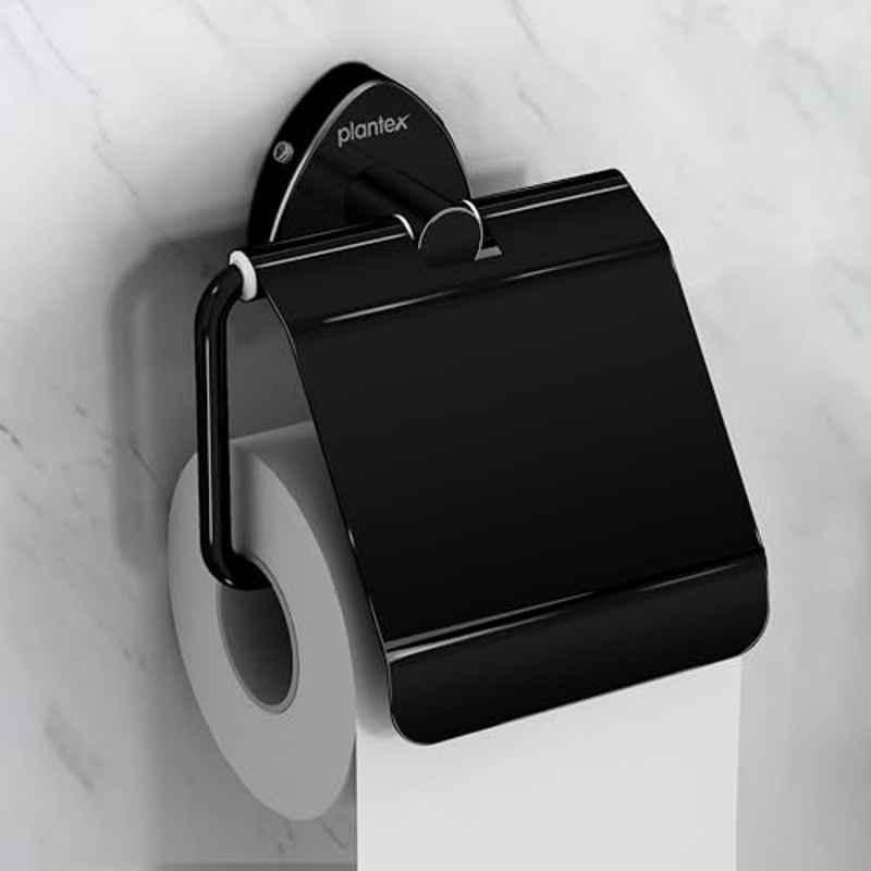 Plantex Stainless Steel Toilet Paper Holder for Bathroom/Tissue Holder for Washroom/Toilet roll Holder for Wall Mounted/Bathroom Accessories PVD Black Finish Angel