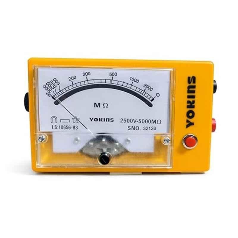 Yokins 2500V 5000 Mohms ABS Analog Megger Insulation Tester with Battery & Leads, BA-25050