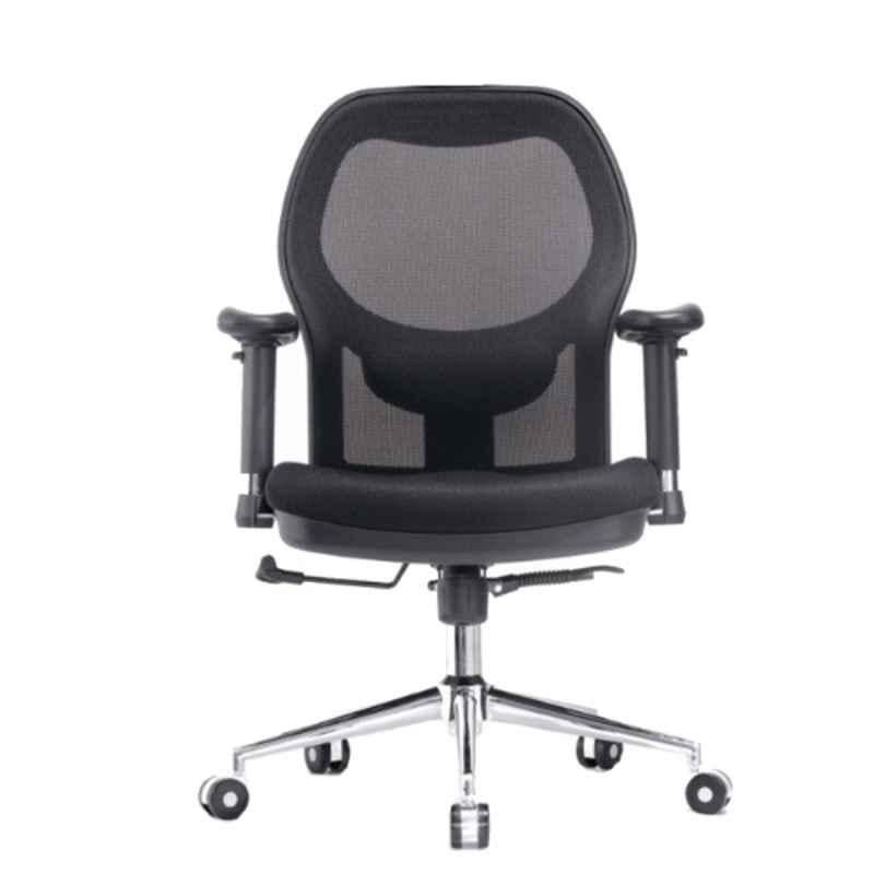 Smart Office Furniture Black Medium Back Office Executive Chair with Nylon Glass Fiber Frame & 2D Armrest, SMOF-096B1