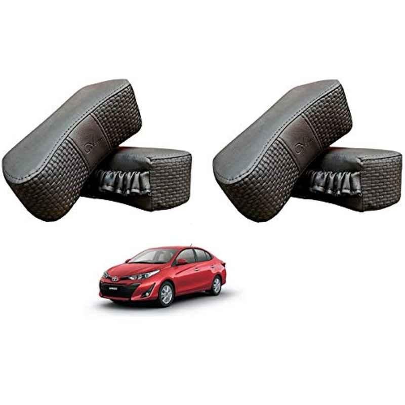 Kozdiko 4 Pcs CV Designer Grey Leatherite Neck Rest Car Cushion Pillow Set for Toyota Yaris
