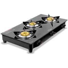 Fogger Fuera Mono Cute 3 Burner Black Toughened Glass Top Manual Ignition Gas Stove with 2 Years Warranty, SBI00481